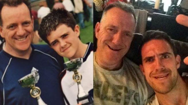 Shayne Ings with his son, Danny Ings (Then and now).